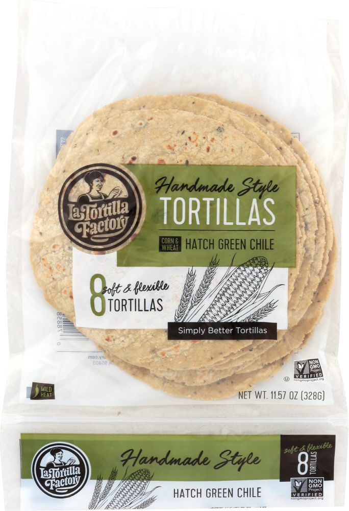 Picture of La Tortilla Factory KHFM00298575 Hand Made Corn Tortillas Green Chile, 11.57 oz