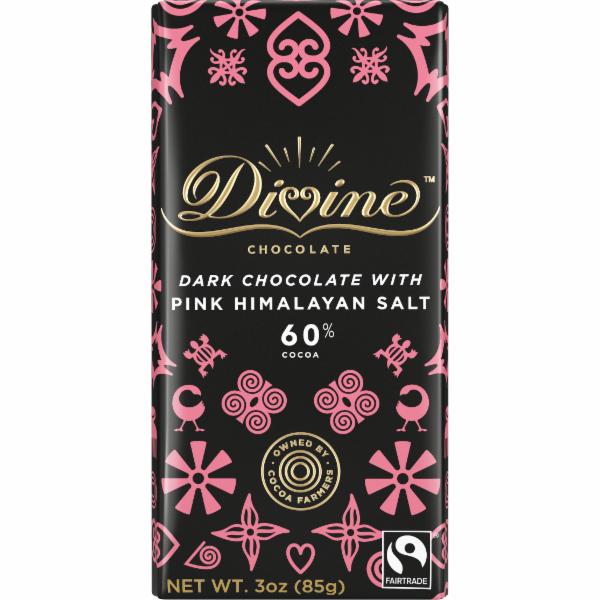 Picture of Divine Chocolate KHFM00334561 3 oz Dark Chocolate with Pink Himalayan Salt Bar