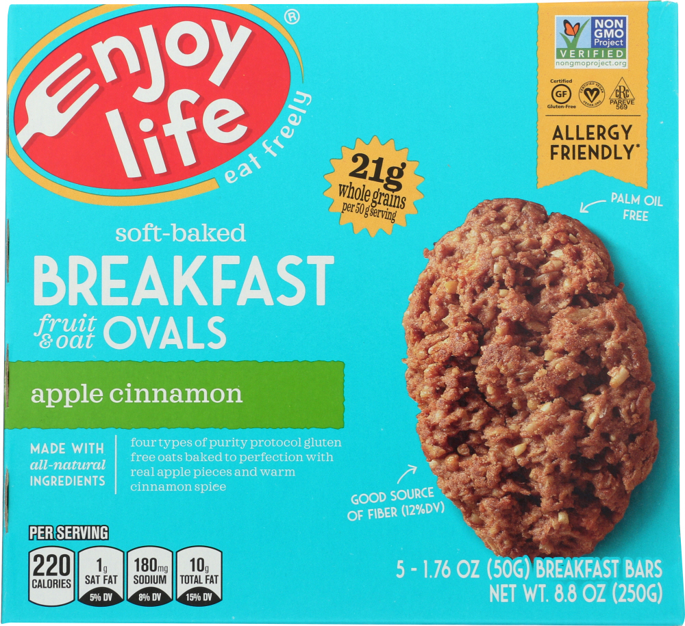 Picture of Enjoy Life Foods KHFM00333072 8.8 oz Breakfast Oval Apple Cinnamon Bar