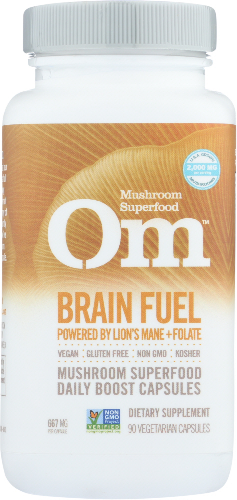 Picture of OM Organic Mushroom Nutrition KHFM00332910 Brain Fuel Lions Mane Folate Capsule - 90 Capsule