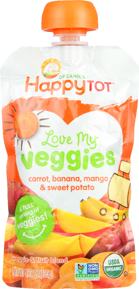 Picture of Happy Tot KHFM00273897 4.22 oz Organic Veggies Carrot Banana Mango Sweet Potato Baby Food
