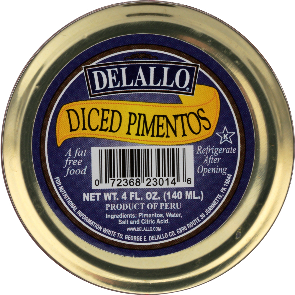 Picture of Delallo KHLV01480789 Diced Pimentos, 4 oz
