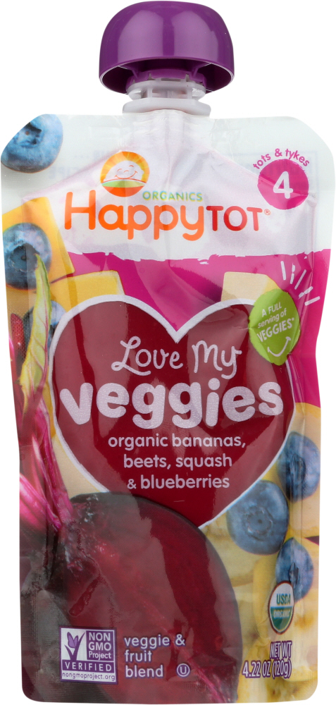 Picture of Happy Family Brands KHLV00273901 Organic Veggies Ban Beet Squash Blueberries, 4.22 oz
