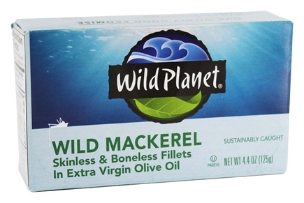 Picture of Wild Planet KHFM00276327 Mackerel Wild Fillet in Extra Virgin Olive Oil, 4.4 oz