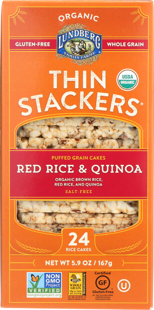 Picture of Lundberg Family Farms KHFM00939207 5.9 oz Rice Cakes Thin Stackers Red Rice & Quinoa