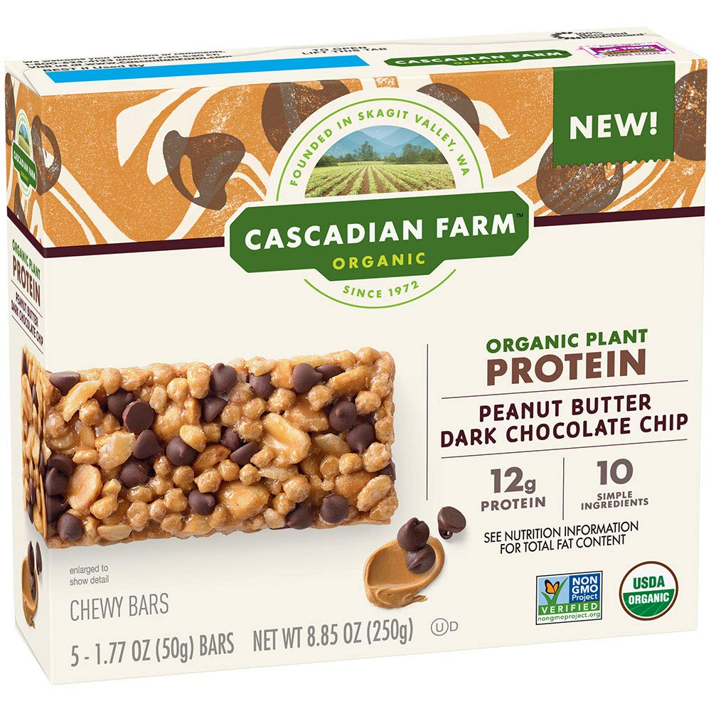 Picture of Cascadian Farm KHLV00126018 Peanut Butter Dark Chocolate Chip Chewy Bars, 8.85 oz