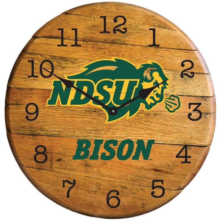 Picture of Barrel-Tops BTC-NDSU-01 NCAA-NORTH DAKOTA STATE UNIVERSITY Oak Barrel Clock