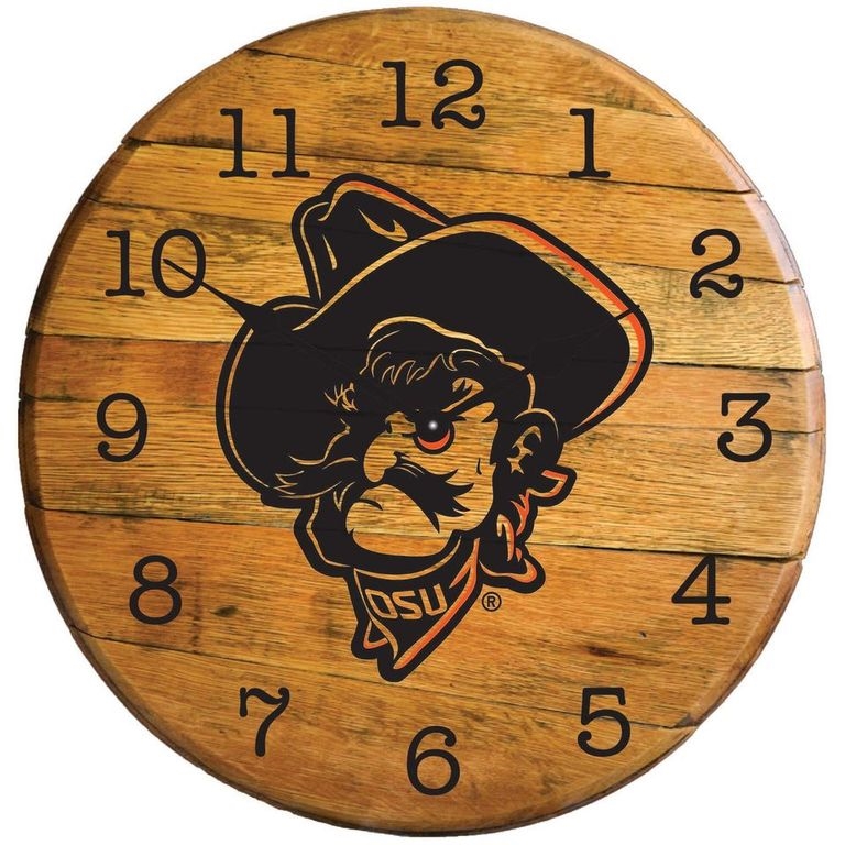 Picture of Barrel-Tops BTC-OSU-02 NCAA-OSU COWBOYS Oak Barrel Clock