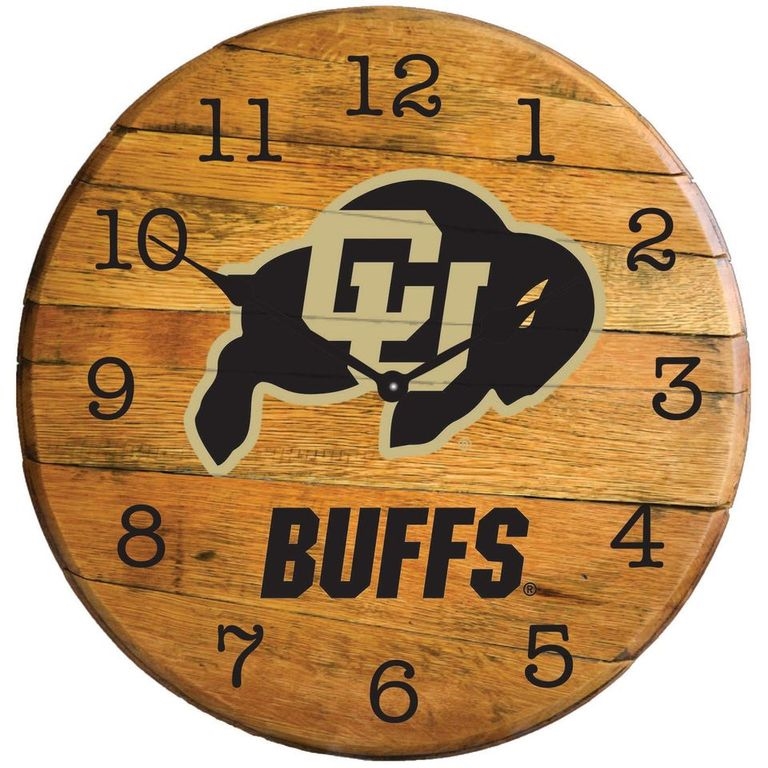 Picture of Barrel-Tops BTC-CU-01 NCAA-CU BUFFS Oak Barrel Clock