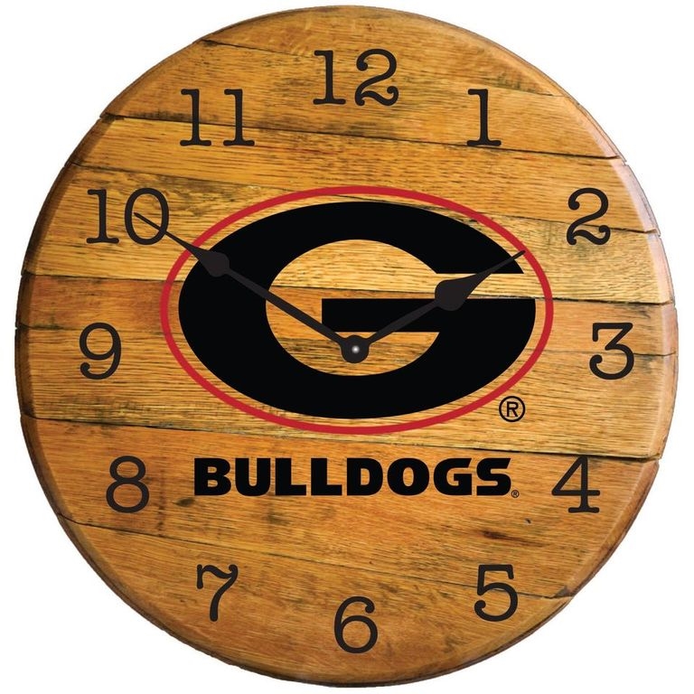 Picture of Barrel-Tops BTC-GA-01 NCAA-GEORGIA BULLDOGS Oak Barrel Clock