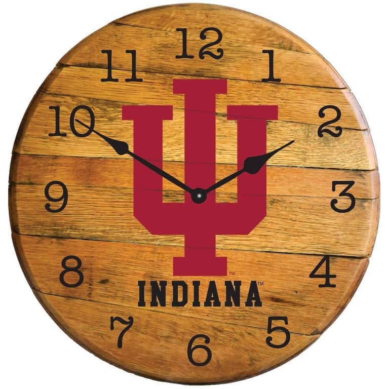 Picture of Barrel-Tops BTC-IND-01 NCAA-INDIANA UNIVERSITY Oak Barrel Clock