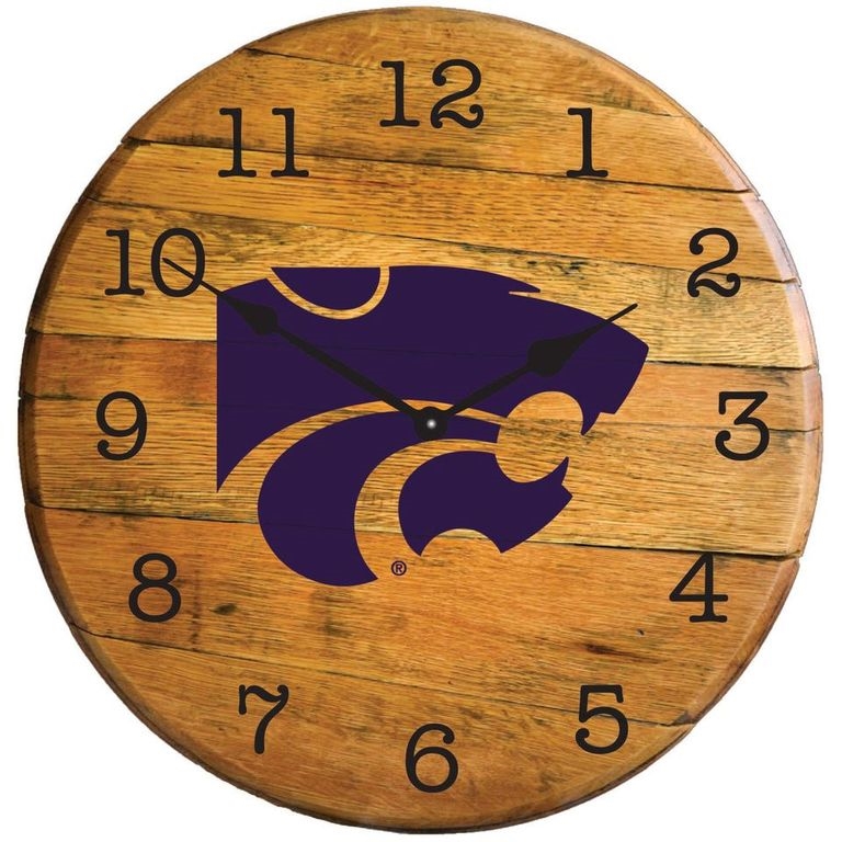 Picture of Barrel-Tops BTC-KSU-01 NCAA-KANSAS STATE WILDCAT Oak Barrel Clock