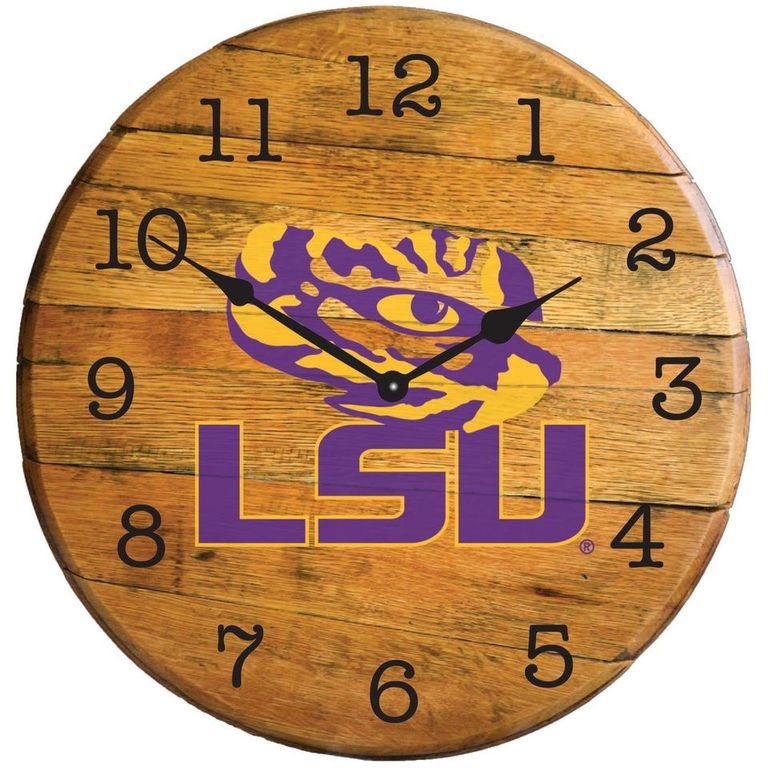 Picture of Barrel-Tops BTC-LSU-01 NCAA-LSU TIGERS Oak Barrel Clock