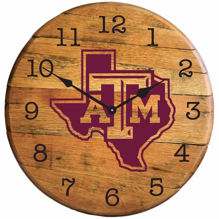 Picture of Barrel-Tops BTC-TXAM-02 NCAA-TEXAS A&M AGGIES Oak Barrel Clock