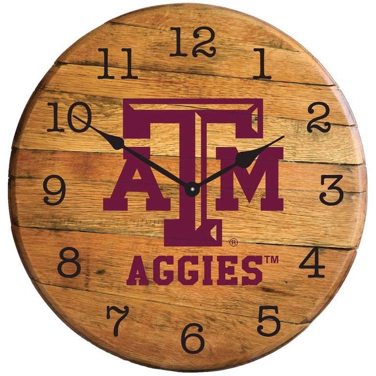 Picture of Barrel-Tops BTC-TXAM-01 NCAA-TEXAS A&M AGGIES Oak Barrel Clock
