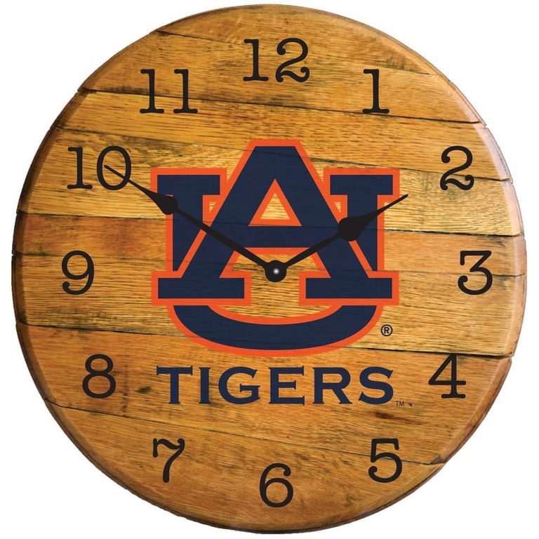 Picture of Barrel-Tops BTC-AUB-01 NCAA-AUBURN TIGERS Oak Barrel Clock