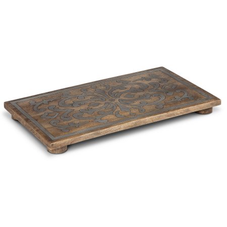 Gg Collection Wood & Metal Rectangular Trivet