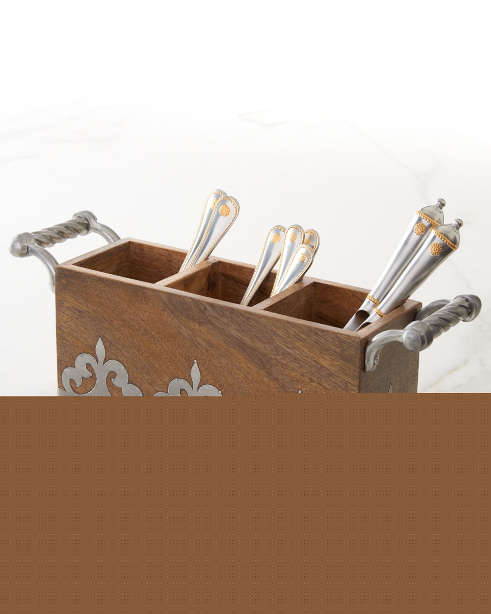 Picture of GG Collection 93140 Heritage Collection Wood & Inlay Metal Flatware Caddy