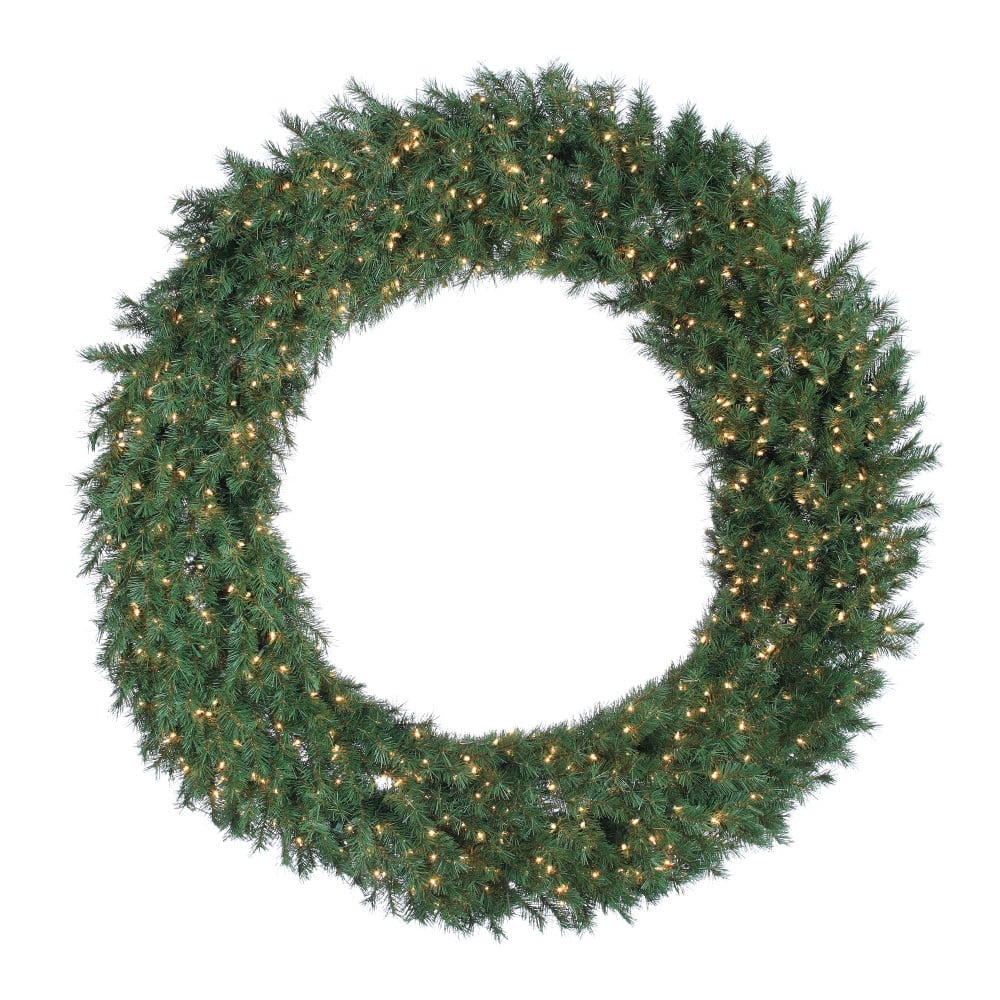 446719-EC 60 in. Dia. Aspen Spruce Wreath with 600 Warm White Lights, Green -  Sterling