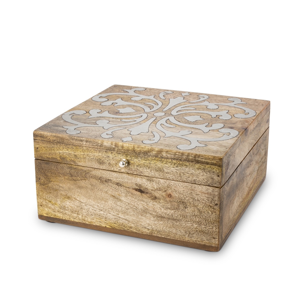 Picture of GG Collection 94888 Mango Wood with Metal Inlay Heritage Lidded Box&#44; Brown