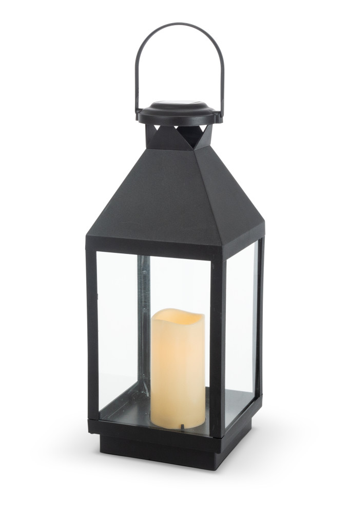 Picture of Everlasting Glow 45185EC 18.11 in. Tall Plastic Solar Lantern with Built in Flameless Candle&#44; Black