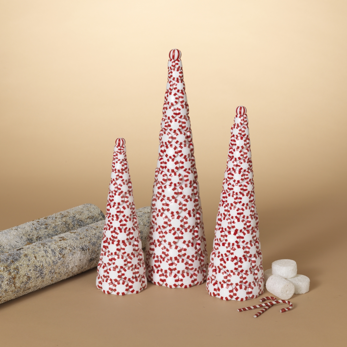 2549760EC Clay Whimsical Traditional Peppermint Candy Trees - Set of 3 -  GIL