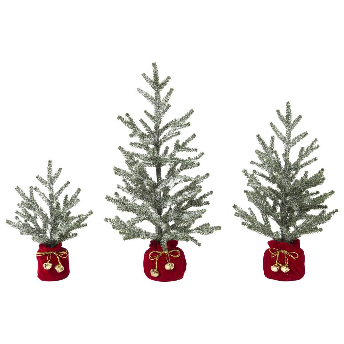 2652270EC Holiday Pine Trees with Christmas Jingle Bell Base - Set of 3 -  GIL