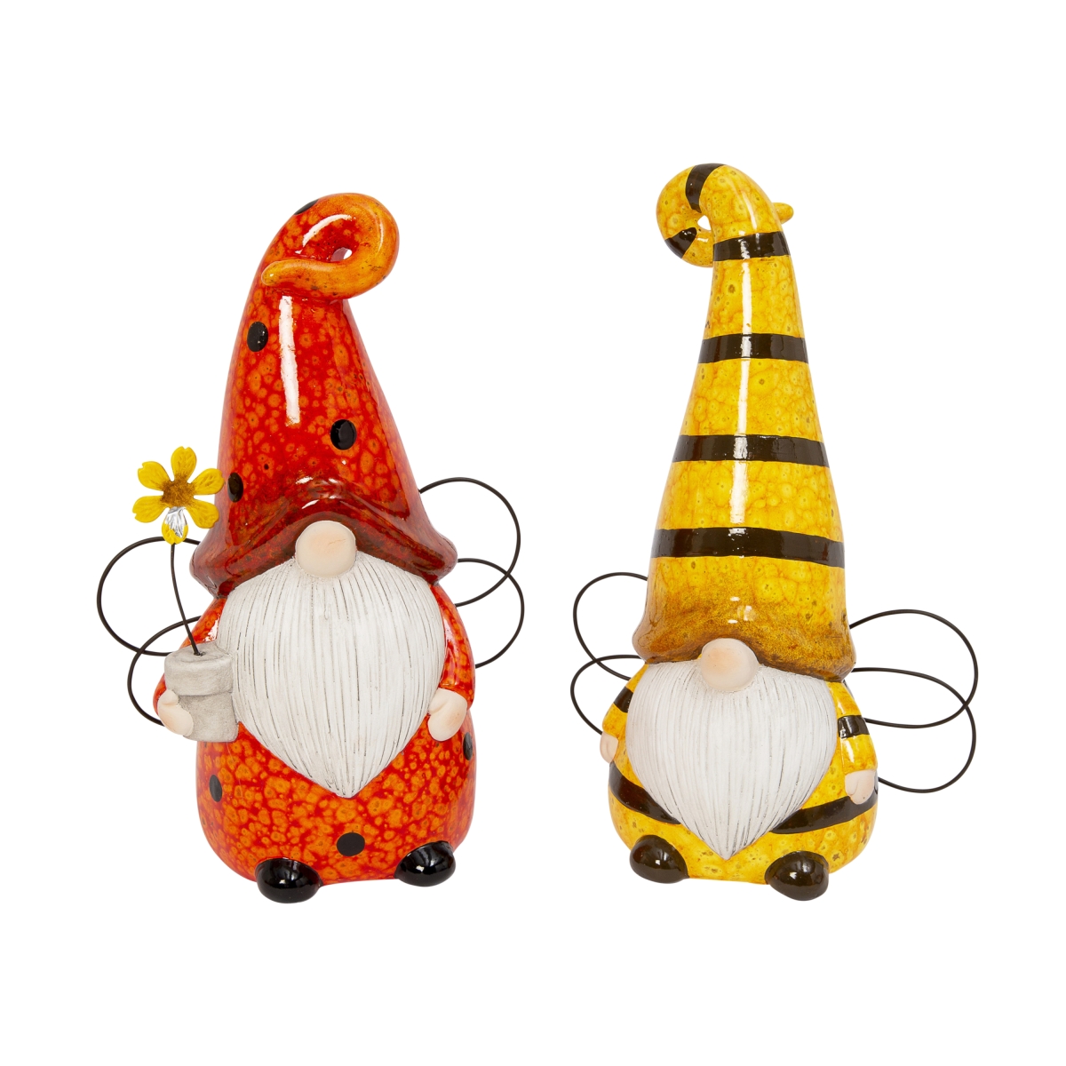 Picture of Gerson International 2577610EC 9.8 in. Terracotta Ladybug & Bee Gnome Figurines - Set of 2