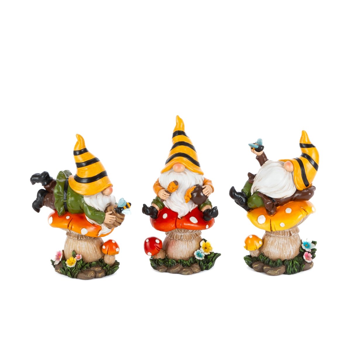 Picture of Gerson International 2706460EC 6.3 in. Resin Bee Gnome Figurines - Set of 3