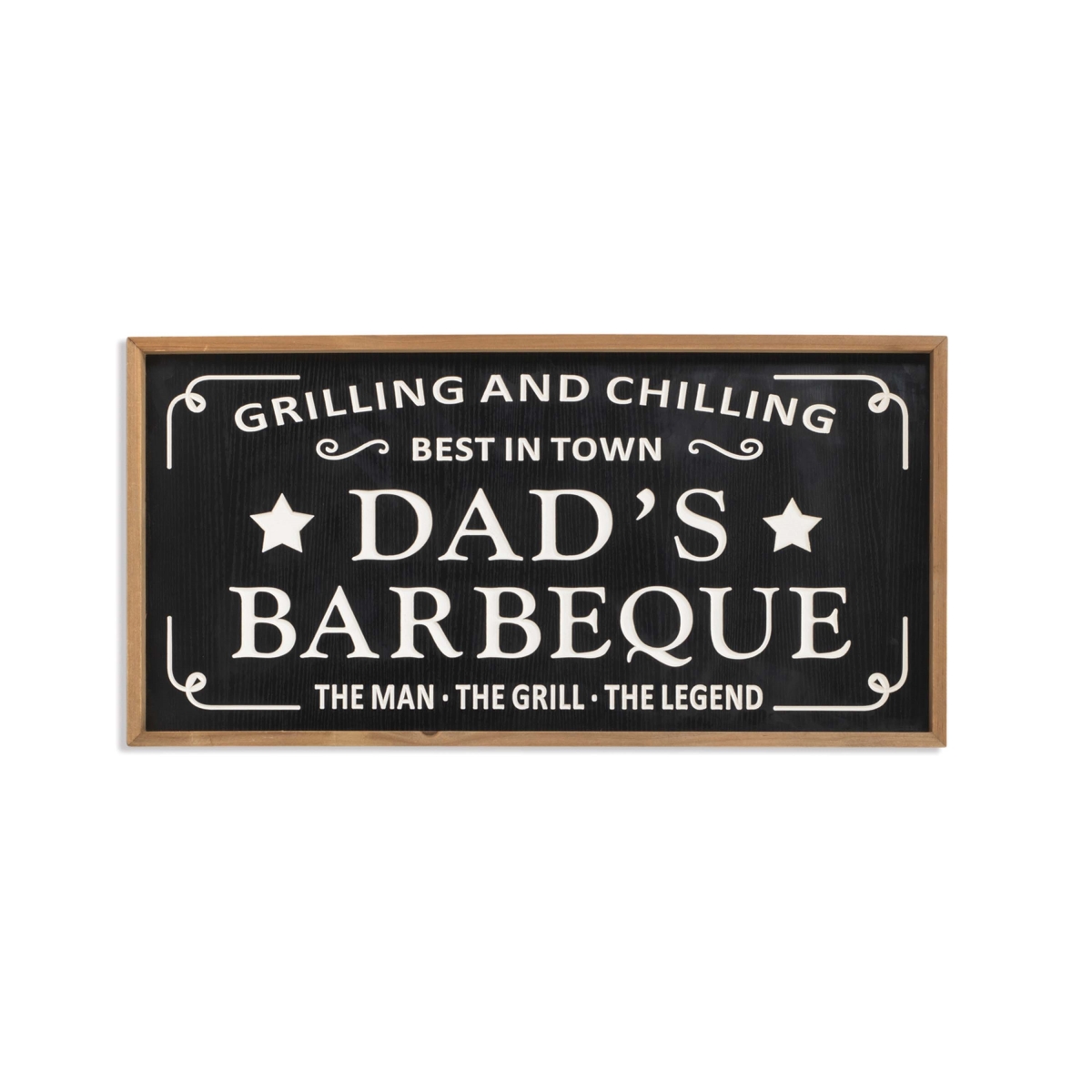 Picture of Gerson 2624430EC-A 31.5 in. Wood Engraved Dads Barbeque Wall Sign&#44; Black