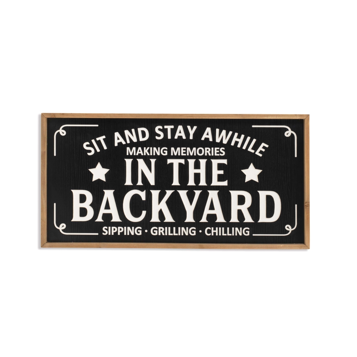 Picture of Gerson 2624430EC-B 31.5 in. Wood Engraved The Backy Ard Wall Sign&#44; Black