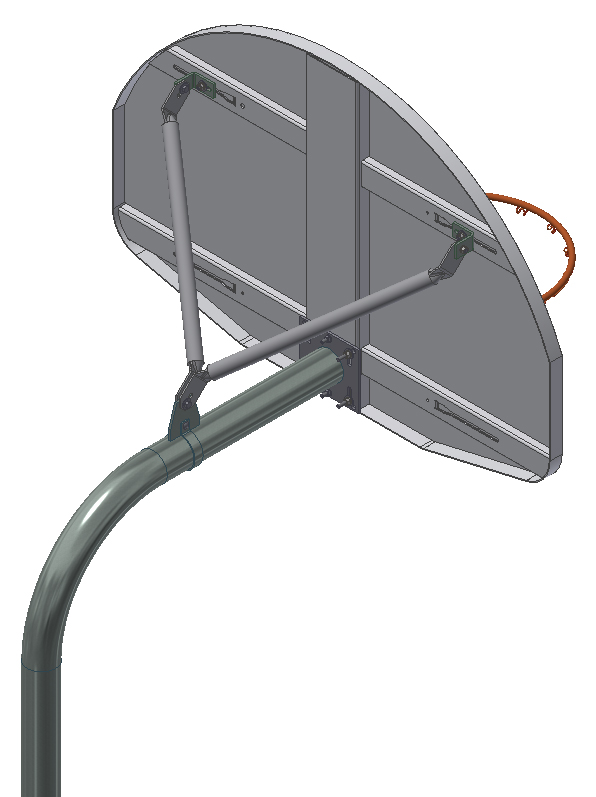 4.5 in. Outer Diameter Front Mount Gooseneck Post with Braces, 4 in.
