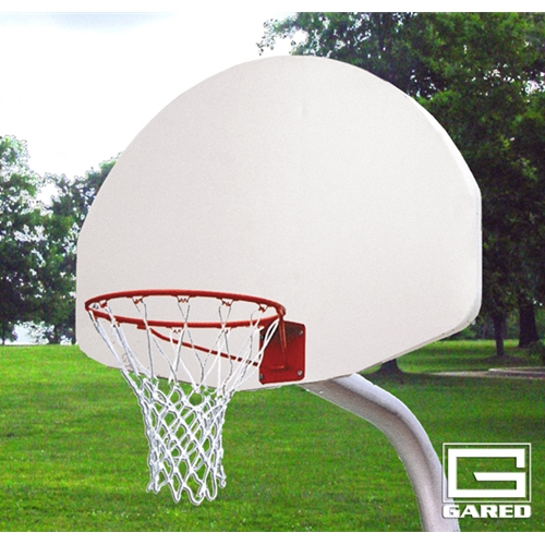 3.5 in. O.D. 1245T 39WO Goal Front Mount Gooseneck Post with Braces Backboard