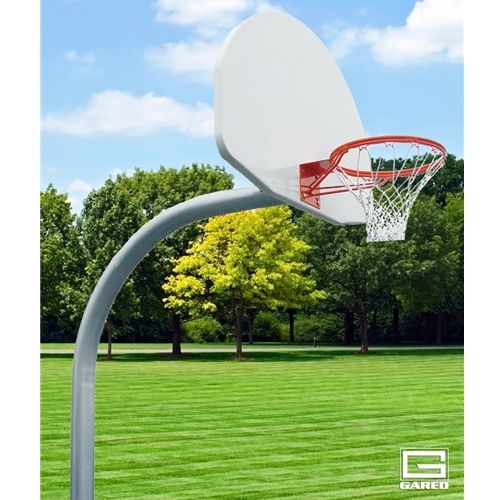 4.5 in. O.D. BB60A38 726 Goal Front Mount Gooseneck Post with Braces Backboard
