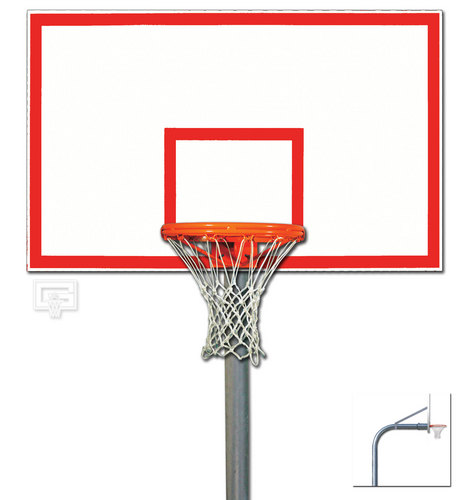 5.59 in. O.D. 1272B 7550 Goal Front Mount Gooseneck Post with Braces Backboard