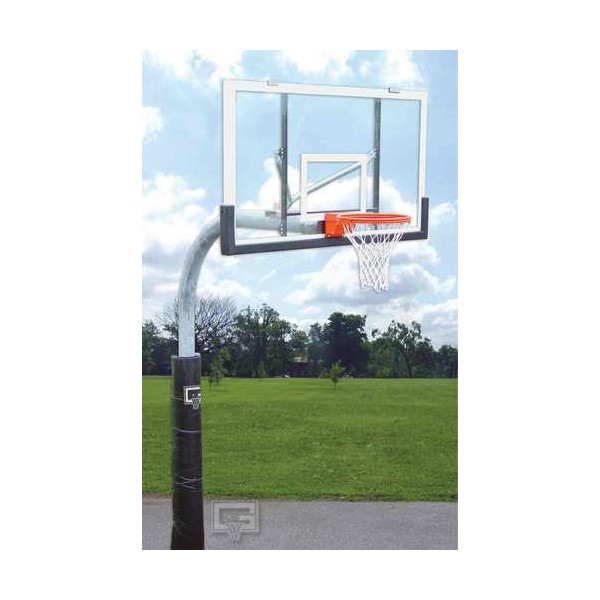 3.5 in. O.D. BB48A38 726 Goal Front Mount Gooseneck Post with Braces Backboard