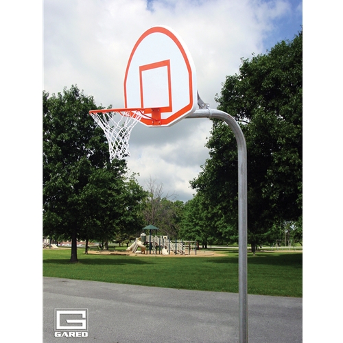 3.5 in. O.D. 1750B 39WO Goal Front Mount Gooseneck Post with Braces Backboard