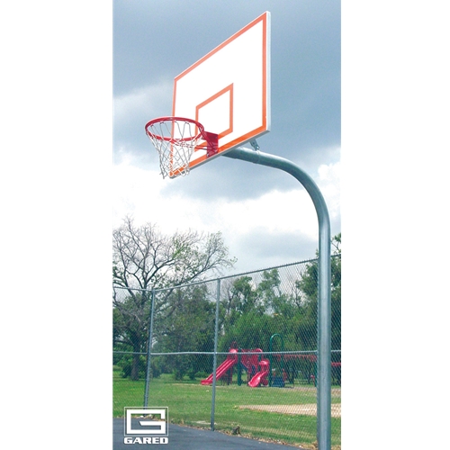 4.5 in. O.D. 1260B 240 Goal Front Mount Gooseneck Post with Braces Backboard