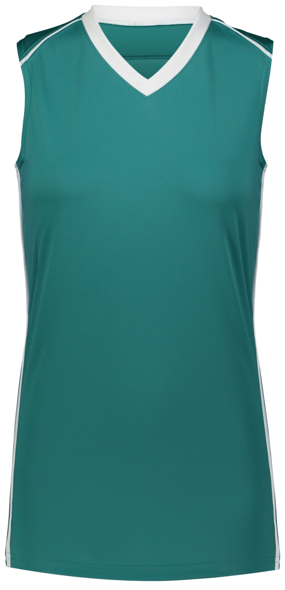 Picture of ASI 1687.331.L Ladies Rover Jersey&#44; Teal & White - Large