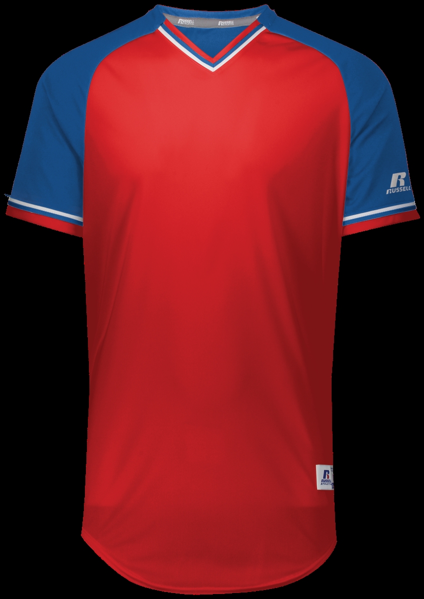 Adult Classic V-Neck Jersey - True Red, Royal & White - 3XL