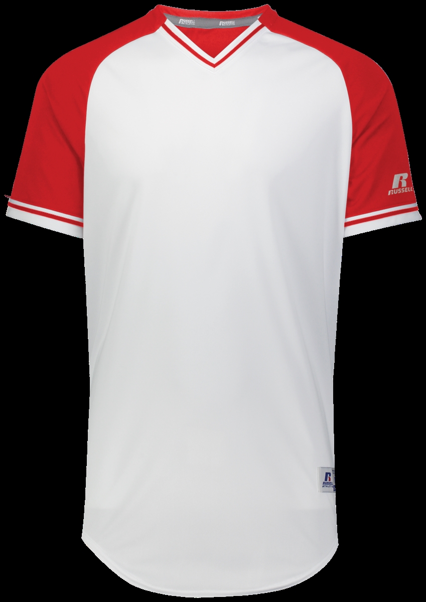 Adult Classic V-Neck Jersey, White & True Red - Large