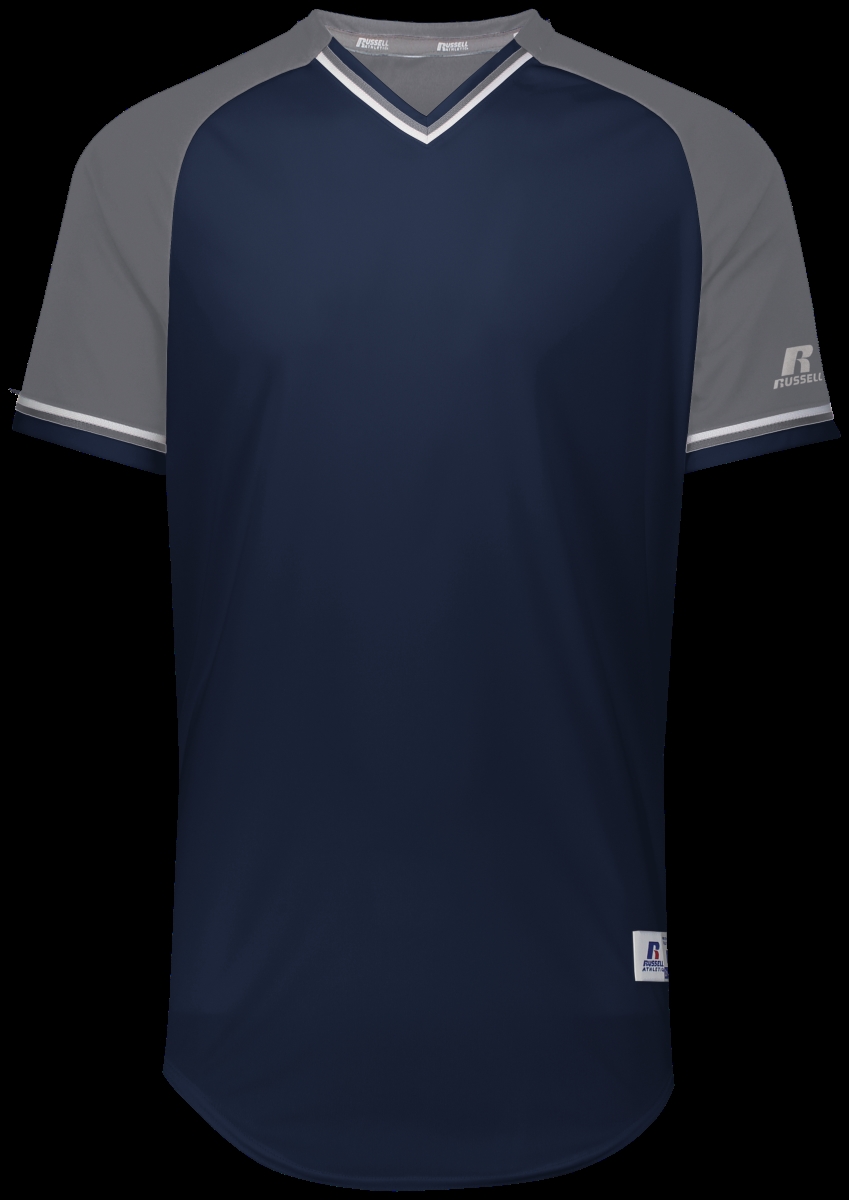 Adult Classic V-Neck Jersey - Navy, Steel & White - Medium