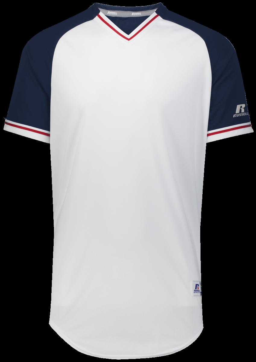 Youth Classic V-Neck Jersey - White, Navy & True Red - Extra Large