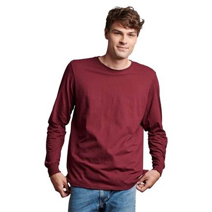 Mens Essential Long Sleeve T-Shirt, Maroon - Extra Large
