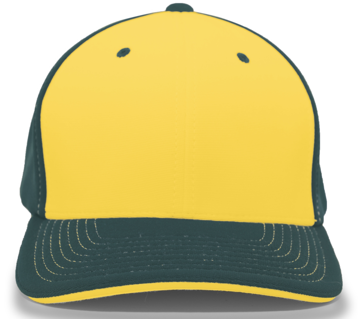 398F.11S.L-XL M2 Performance Contrast Flexfit Cap, Gold & Dark Green - Large & Extra Large
