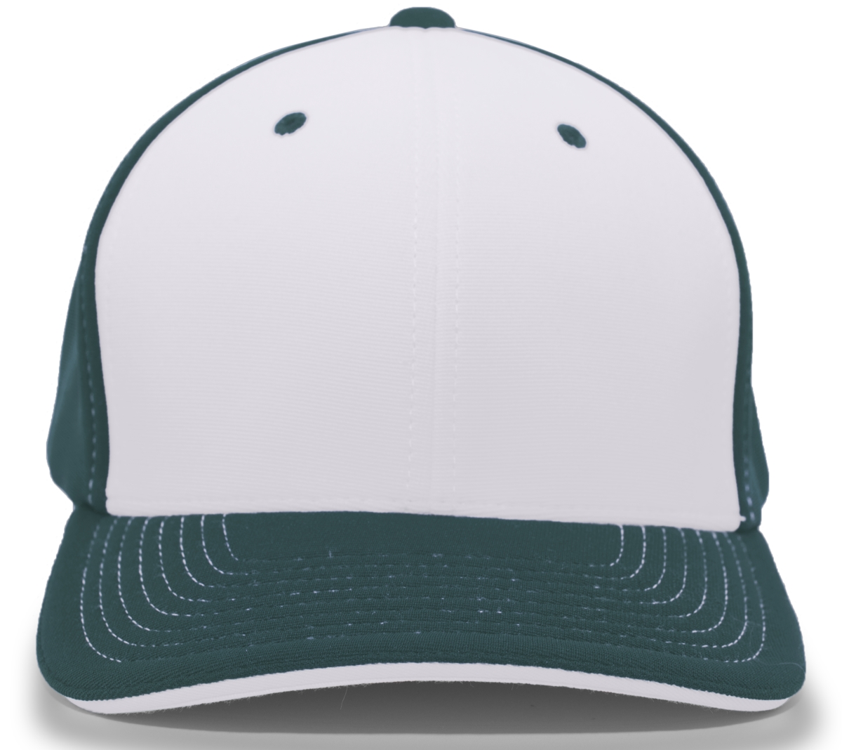 398F.13S.XS M2 Performance Contrast Flexfit Cap, Silver & Dark Green - Extra Small