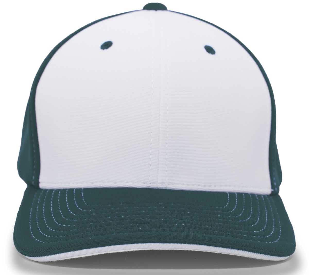 398F.34Q.XS M2 Performance Contrast Flexfit Cap, White & Dark Green - Extra Small