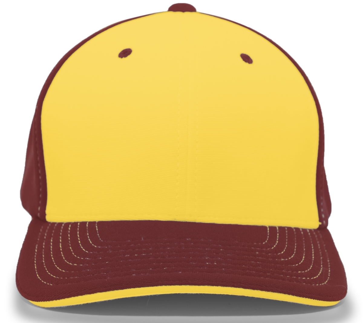 398F.21S.L-XL M2 Performance Contrast Flexfit Cap, Gold & Maroon - Large & Extra Large