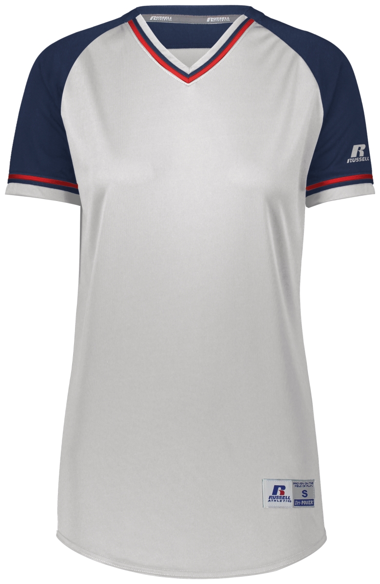 R01X3X.10R.M Ladies Classic V-Neck Jersey - White, Navy & True Red - Medium