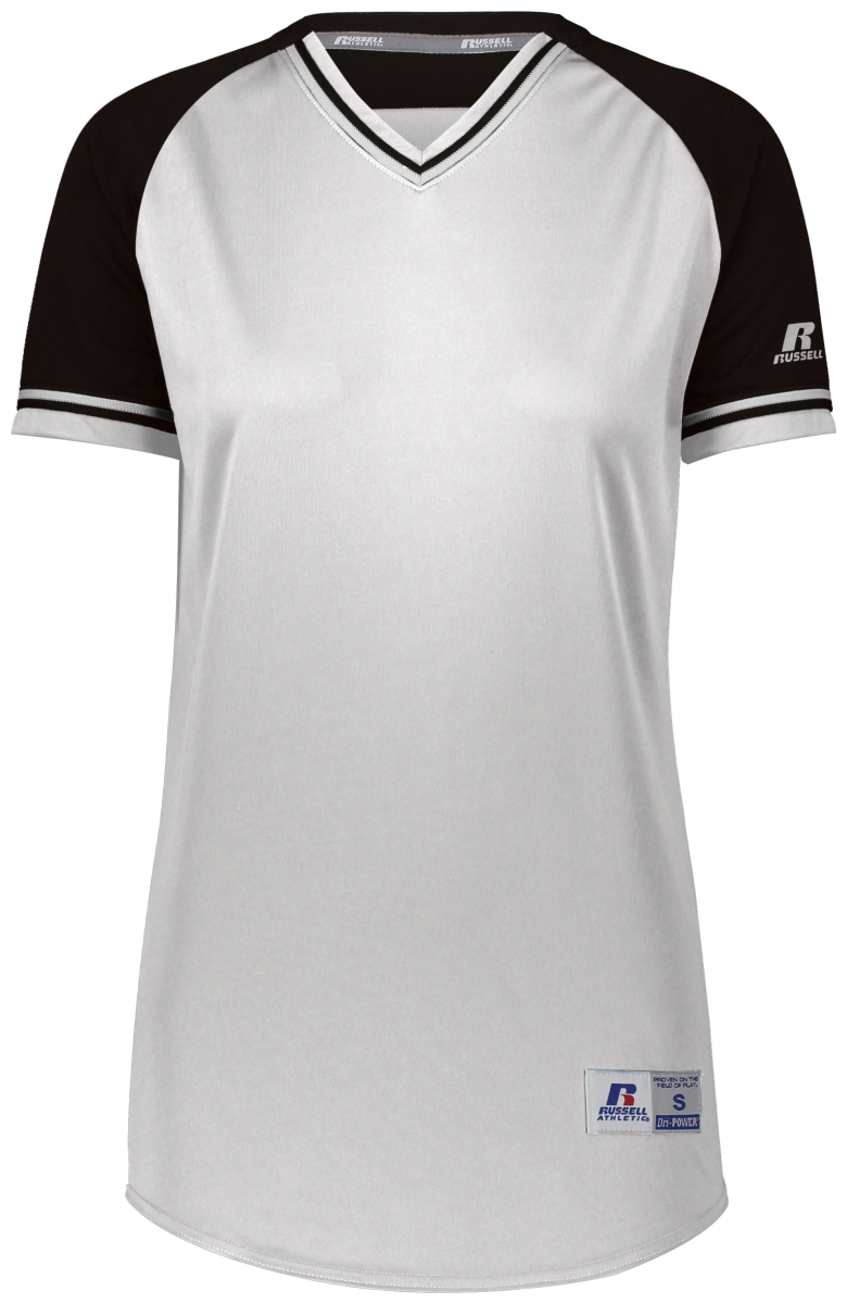 R01X3X.132.M Ladies Classic V-Neck Jersey, White & Black - Medium